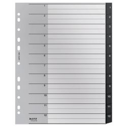 Leitz Recycle multidrill-index. DIN A4 max. Tabbladen 1-12. Gerecycled PP, klimaatneutraal en 100% recyclebaar, zwart