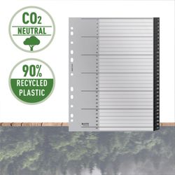 Leitz Recycle multidrill index. DIN A4 max. Tabs 1-31. Recycled PP, climate neutral and 100% recyclable, black