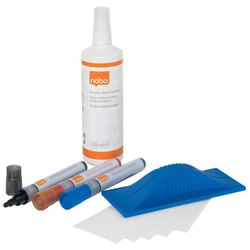 Kit inicio NOBO pizarra blanca (contiene 3 rotuladores, un borrador, recargas del borrador y un spray de limpieza de 125 ml) - presentación en blíster