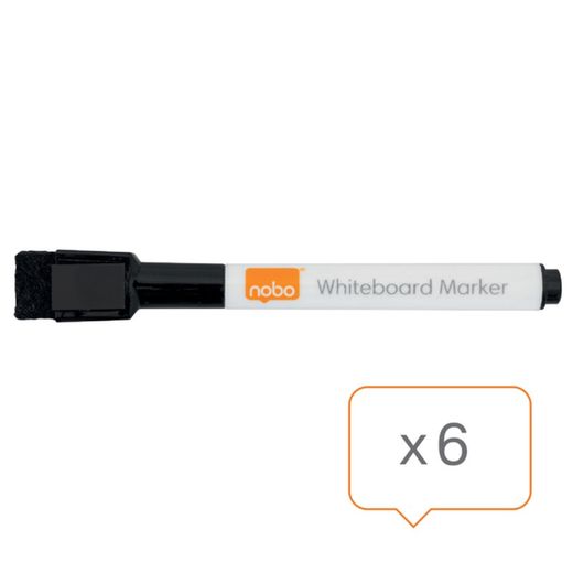 NOBO Mini Dry Erase Marker (Pack 6) Schwarz