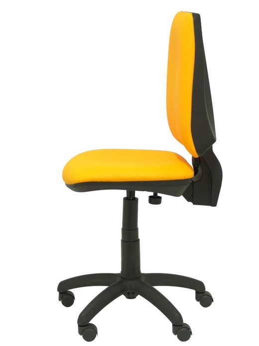 Modelo 14CP  Silla de oficina ergonómica con mecanismo permanente y regulable en altura  Asiento y respaldo tapizados en similpiel color naranja.