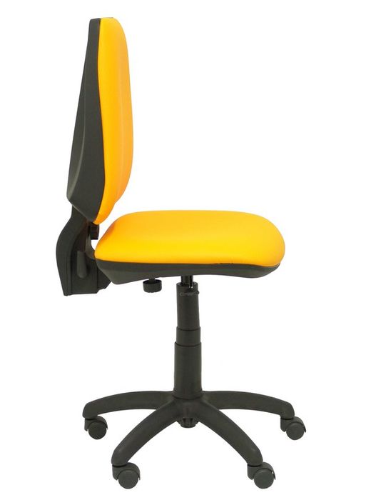 Modelo 14CP  Silla de oficina ergonómica con mecanismo permanente y regulable en altura  Asiento y respaldo tapizados en similpiel color naranja.