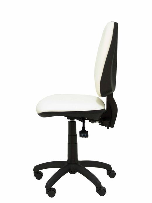 Modelo 14S  Silla de oficina ergonómica con mecanismo asincro, regulable en altura y ruedas de nailon  Asiento y respaldo tapizados en similpiel color blanco