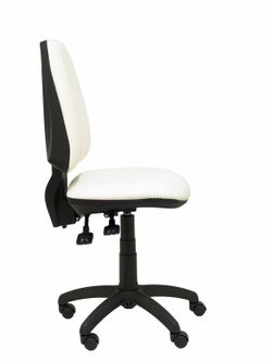 Modelo 14S  Silla de oficina ergonómica con mecanismo asincro, regulable en altura y ruedas de nailon  Asiento y respaldo tapizados en similpiel color blanco