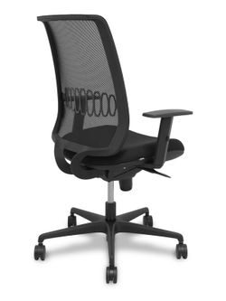 Modelo Alares - Silla de oficina ergonómica con mecanismo sincro, brazos regulables y ajustable en altura - Respaldo de malla transpirable en color negro y asiento tapizados en tejido BALI color negro