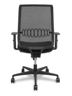 Modelo Alares - Silla de oficina ergonómica con mecanismo sincro, brazos regulables y ajustable en altura - Respaldo de malla transpirable en color negro y asiento tapizados en tejido BALI color negro