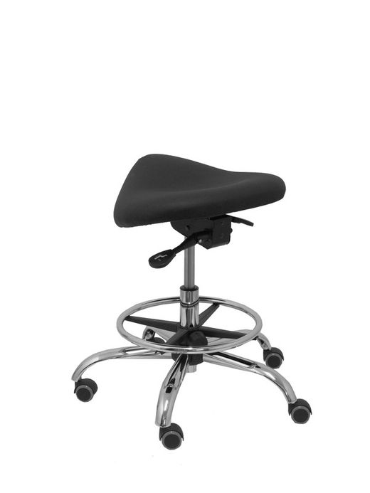 Modelo Alatoz. Taburete clínico giratorio y ergonómico con asiento anatómico y regulable en altura(aro reposapiés cromado INCLUIDO). Asiento tapizado en similpiel color negro (FÁCIL DE LIMPIAR)