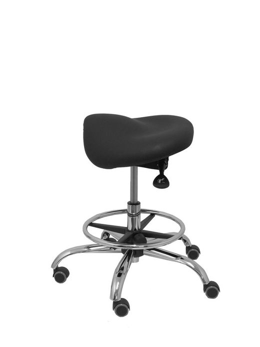Modelo Alatoz. Taburete clínico giratorio y ergonómico con asiento anatómico y regulable en altura(aro reposapiés cromado INCLUIDO). Asiento tapizado en similpiel color negro (FÁCIL DE LIMPIAR)