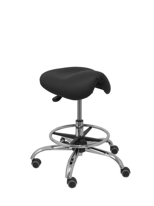 Modelo Alatoz. Taburete clínico giratorio y ergonómico con asiento anatómico y regulable en altura(aro reposapiés cromado INCLUIDO). Asiento tapizado en similpiel color negro (FÁCIL DE LIMPIAR)