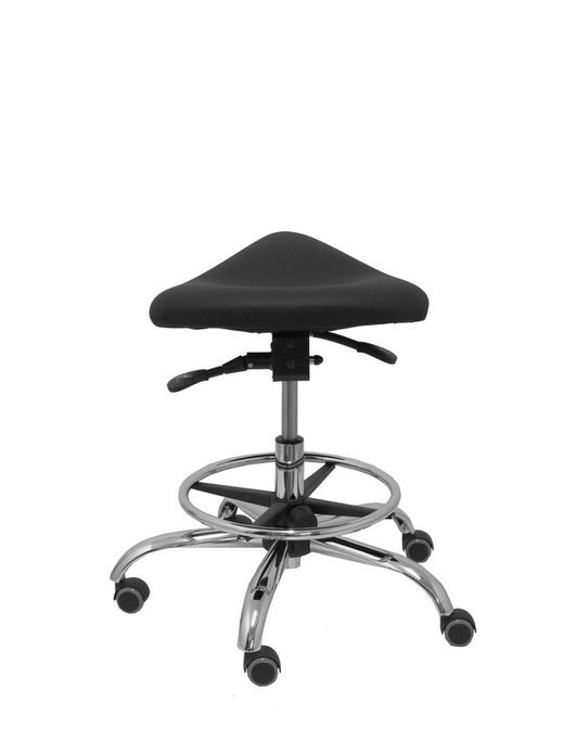 Modelo Alatoz. Taburete clínico giratorio y ergonómico con asiento anatómico y regulable en altura(aro reposapiés cromado INCLUIDO). Asiento tapizado en similpiel color negro (FÁCIL DE LIMPIAR)
