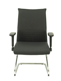 Modelo Albacete confidente patín - Sillón confidente ergonómico para visitas con patín cromado - Asiento y respaldo tapizados en piel color negro