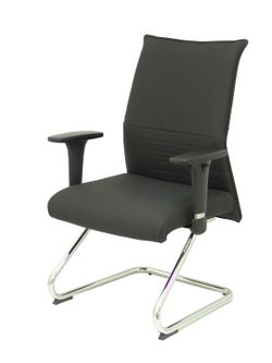 Modelo Albacete confidente patín - Sillón confidente ergonómico para visitas con patín cromado - Asiento y respaldo tapizados en piel color negro