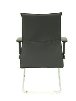 Modelo Albacete confidente patín - Sillón confidente ergonómico para visitas con patín cromado - Asiento y respaldo tapizados en piel color negro