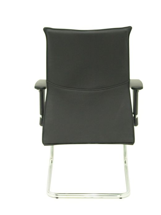 Modelo Albacete confidente patín - Sillón confidente ergonómico para visitas con patín cromado - Asiento y respaldo tapizados en piel color negro