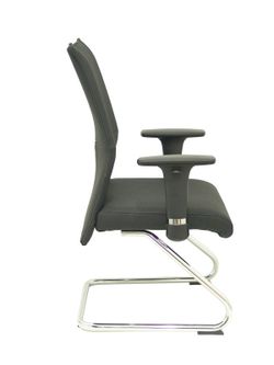 Modelo Albacete confidente patín - Sillón confidente ergonómico para visitas con patín cromado - Asiento y respaldo tapizados en piel color negro