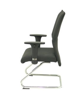 Modelo Albacete confidente patín - Sillón confidente ergonómico para visitas con patín cromado - Asiento y respaldo tapizados en piel color negro