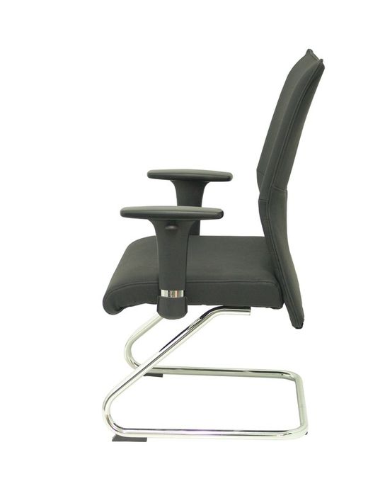 Modelo Albacete confidente patín - Sillón confidente ergonómico para visitas con patín cromado - Asiento y respaldo tapizados en piel color negro