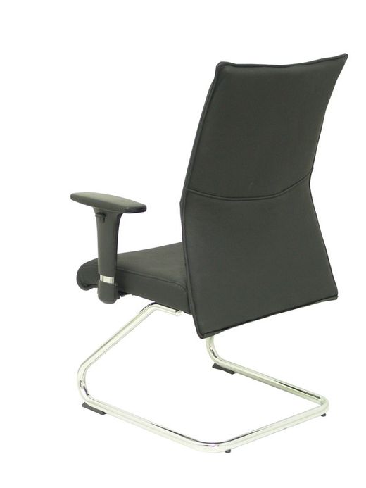 Modelo Albacete confidente patín - Sillón confidente ergonómico para visitas con patín cromado - Asiento y respaldo tapizados en piel color negro