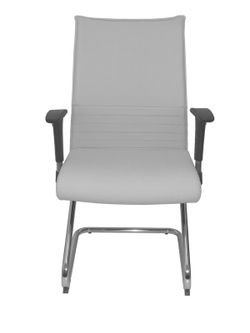 Modelo Albacete confidente patín  Sillón confidente ergonómico para visitas con patín cromado  Asiento y respaldo tapizados en similpiel color blanco