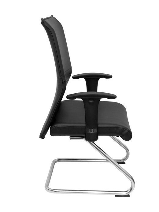 Modelo Albacete confidente patín - Sillón confidente ergonómico para visitas con patín cromado - Asiento y respaldo tapizados en similpiel color negro