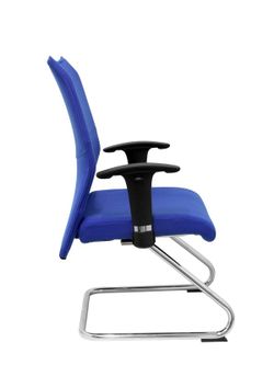 Modelo Albacete confidente patín - Sillón confidente ergonómico para visitas con patín cromado - Asiento y respaldo tapizados en tejido BALI color azul