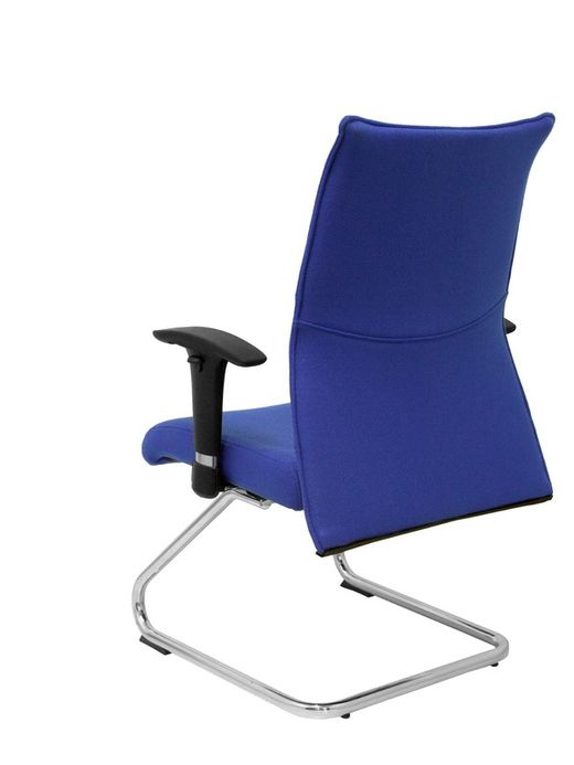 Modelo Albacete confidente patín - Sillón confidente ergonómico para visitas con patín cromado - Asiento y respaldo tapizados en tejido BALI color azul