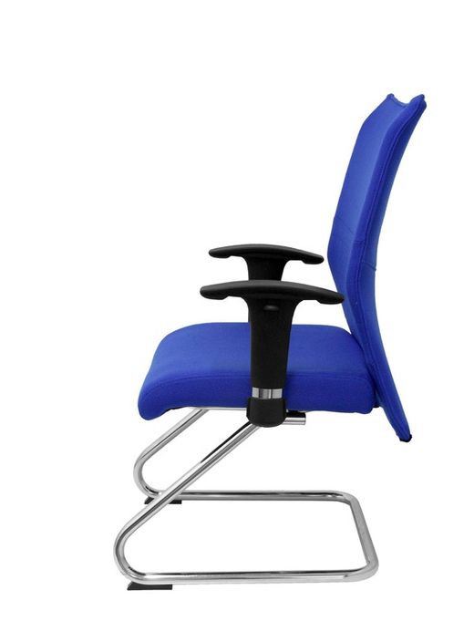Modelo Albacete confidente patín - Sillón confidente ergonómico para visitas con patín cromado - Asiento y respaldo tapizados en tejido BALI color azul