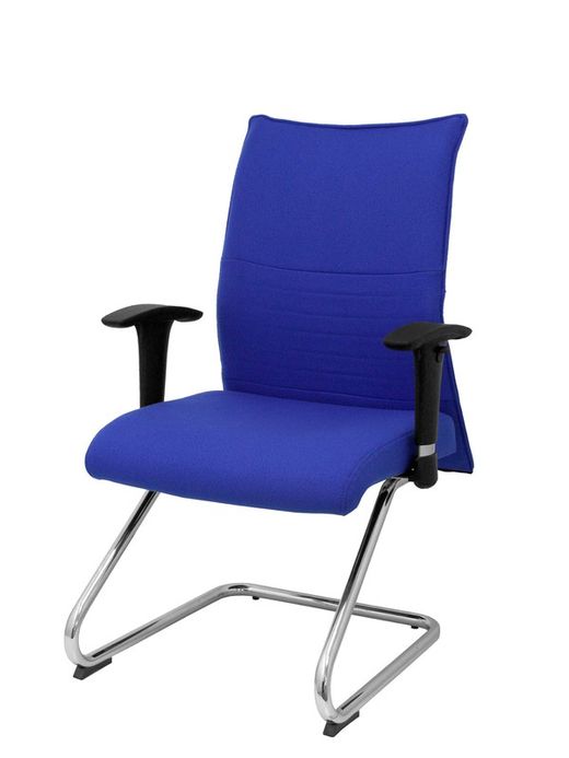 Modelo Albacete confidente patín - Sillón confidente ergonómico para visitas con patín cromado - Asiento y respaldo tapizados en tejido BALI color azul