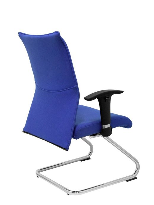 Modelo Albacete confidente patín - Sillón confidente ergonómico para visitas con patín cromado - Asiento y respaldo tapizados en tejido BALI color azul