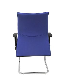 Modelo Albacete confidente patín - Sillón confidente ergonómico para visitas con patín cromado - Asiento y respaldo tapizados en tejido BALI color azul