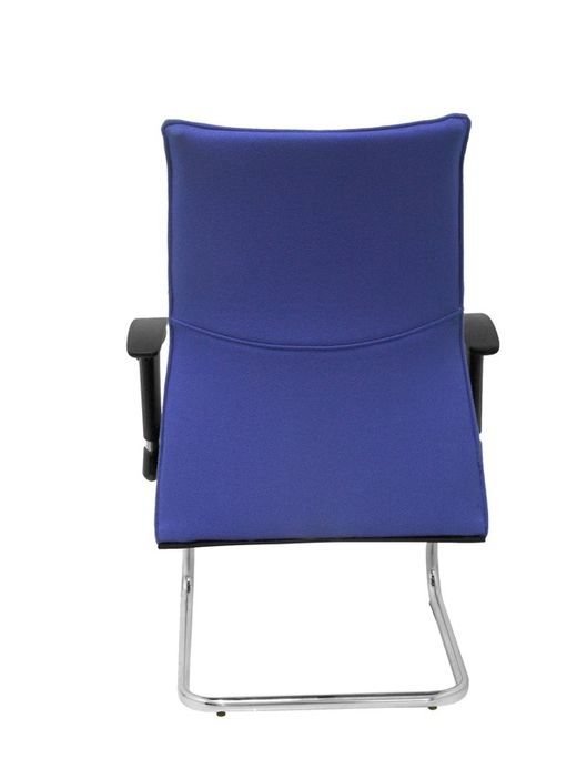 Modelo Albacete confidente patín - Sillón confidente ergonómico para visitas con patín cromado - Asiento y respaldo tapizados en tejido BALI color azul