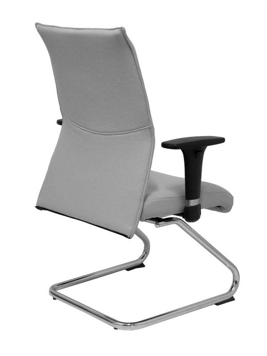 Modelo Albacete confidente patín  Sillón confidente ergonómico para visitas con patín cromado  Asiento y respaldo tapizados en tejido BALI color gris