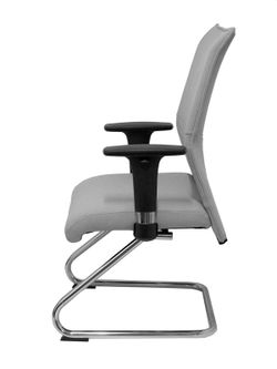 Modelo Albacete confidente patín  Sillón confidente ergonómico para visitas con patín cromado  Asiento y respaldo tapizados en tejido BALI color gris