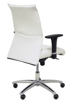 Modelo Albacete confidente - Sillón confidente ergonómico para visitas con mecanismo sincro y regulable en altura - Asiento y respaldo tapizados en similpiel color blanco