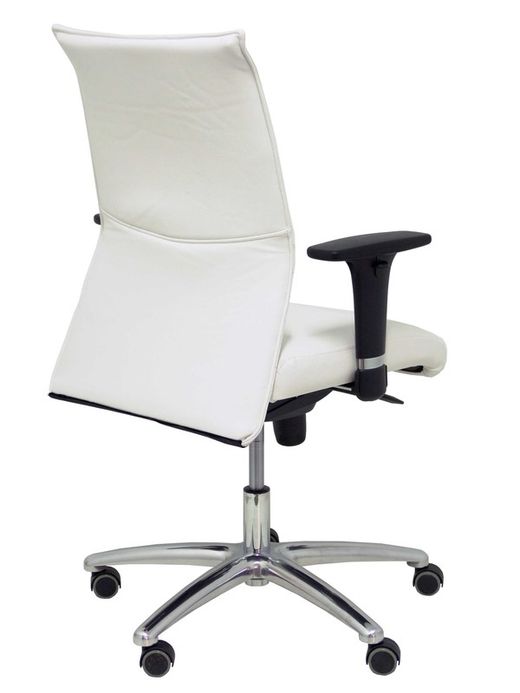 Modelo Albacete confidente - Sillón confidente ergonómico para visitas con mecanismo sincro y regulable en altura - Asiento y respaldo tapizados en similpiel color blanco