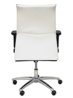 Modelo Albacete confidente - Sillón confidente ergonómico para visitas con mecanismo sincro y regulable en altura - Asiento y respaldo tapizados en similpiel color blanco