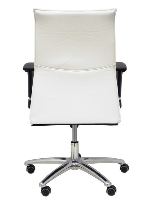 Modelo Albacete confidente - Sillón confidente ergonómico para visitas con mecanismo sincro y regulable en altura - Asiento y respaldo tapizados en similpiel color blanco