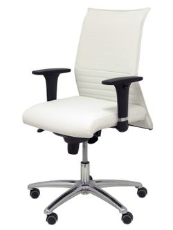 Modelo Albacete confidente - Sillón confidente ergonómico para visitas con mecanismo sincro y regulable en altura - Asiento y respaldo tapizados en similpiel color blanco