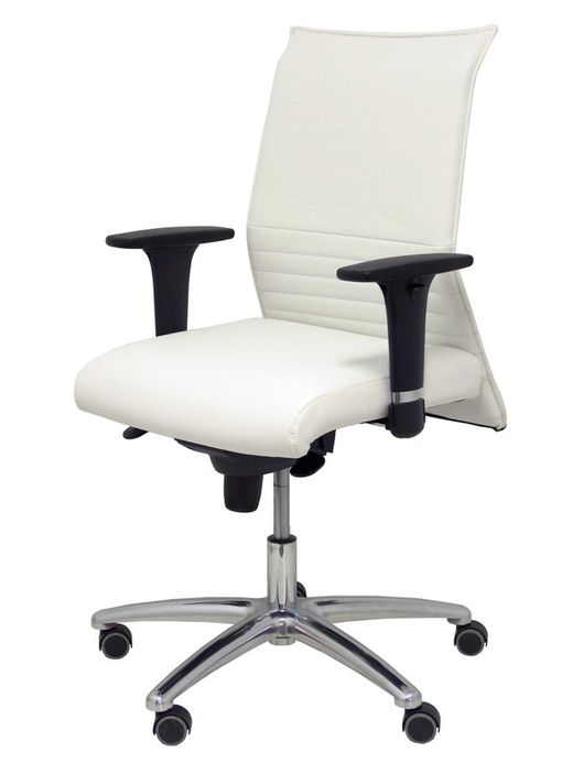 Modelo Albacete confidente - Sillón confidente ergonómico para visitas con mecanismo sincro y regulable en altura - Asiento y respaldo tapizados en similpiel color blanco