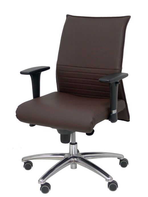 Modelo Albacete confidente - Sillón confidente ergonómico para visitas con mecanismo sincro y regulable en altura - Asiento y respaldo tapizados en similpiel color marrón