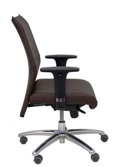 Modelo Albacete confidente - Sillón confidente ergonómico para visitas con mecanismo sincro y regulable en altura - Asiento y respaldo tapizados en similpiel color marrón
