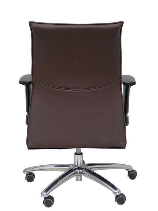 Modelo Albacete confidente - Sillón confidente ergonómico para visitas con mecanismo sincro y regulable en altura - Asiento y respaldo tapizados en similpiel color marrón