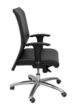 Modelo Albacete confidente - Sillón confidente ergonómico para visitas con mecanismo sincro y regulable en altura - Asiento y respaldo tapizados en similpiel color negro