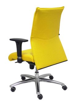Modelo Albacete confidente - Sillón confidente ergonómico para visitas con mecanismo sincro y regulable en altura - Asiento y respaldo tapizados en tejido BALI color amarillo