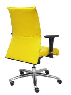 Modelo Albacete confidente - Sillón confidente ergonómico para visitas con mecanismo sincro y regulable en altura - Asiento y respaldo tapizados en tejido BALI color amarillo