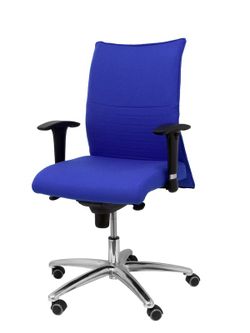 Modelo Albacete confidente - Sillón confidente ergonómico para visitas con mecanismo sincro y regulable en altura - Asiento y respaldo tapizados en tejido BALI color azul