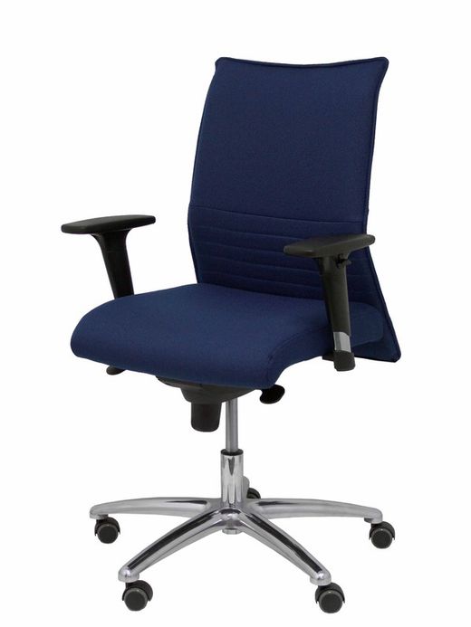 Modelo Albacete confidente - Sillón confidente ergonómico para visitas con mecanismo sincro y regulable en altura - Asiento y respaldo tapizados en tejido BALI color azul marino
