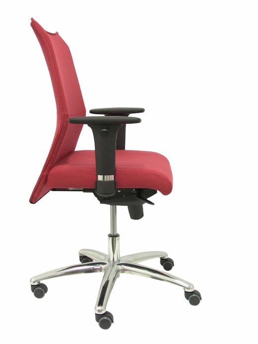 Modelo Albacete confidente - Sillón confidente ergonómico para visitas con mecanismo sincro y regulable en altura - Asiento y respaldo tapizados en tejido BALI color granate