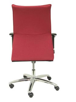 Modelo Albacete confidente - Sillón confidente ergonómico para visitas con mecanismo sincro y regulable en altura - Asiento y respaldo tapizados en tejido BALI color granate