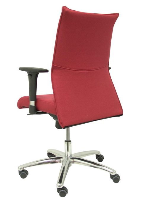 Modelo Albacete confidente - Sillón confidente ergonómico para visitas con mecanismo sincro y regulable en altura - Asiento y respaldo tapizados en tejido BALI color granate